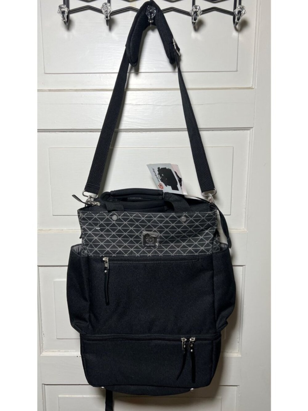 Ergobaby Carry-On Diaper Bag Backpack Black & Gray Geometric Pattern